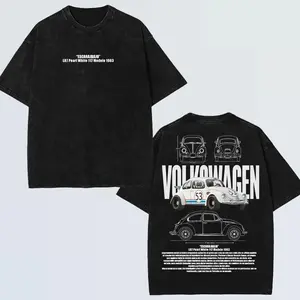 Washed Vintage Short Sleeve T-shirt Volkswagen Beetle 53 Racing Car T-Shirt Streetwear, 90s Classic Race Car Tee, Car Enthusiast, 2025 Trendy Auto Merch Inspired Menswear Top Graphic T-shirt graphic tees vacation outfits men gifts dailywear