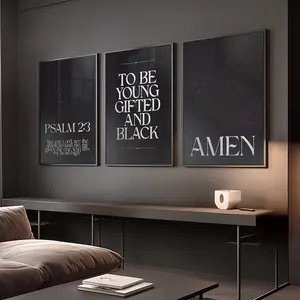 Set of 3 Black Christian Wall Art, Scripture Print Art, Bible Verse Wall Decor, Christian Prints, Girl Room Decor