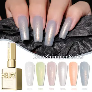 【LIVE】6PCS*15ML Fine Shine 6 Colors Set Ultra Bright Glossy Glitter Nail Gel Nail Gel Glittering Fine Shine Nail Polish Gel 2025 New Fashionable LED Nail Art Design Salon Quality Nail DIY Art Design