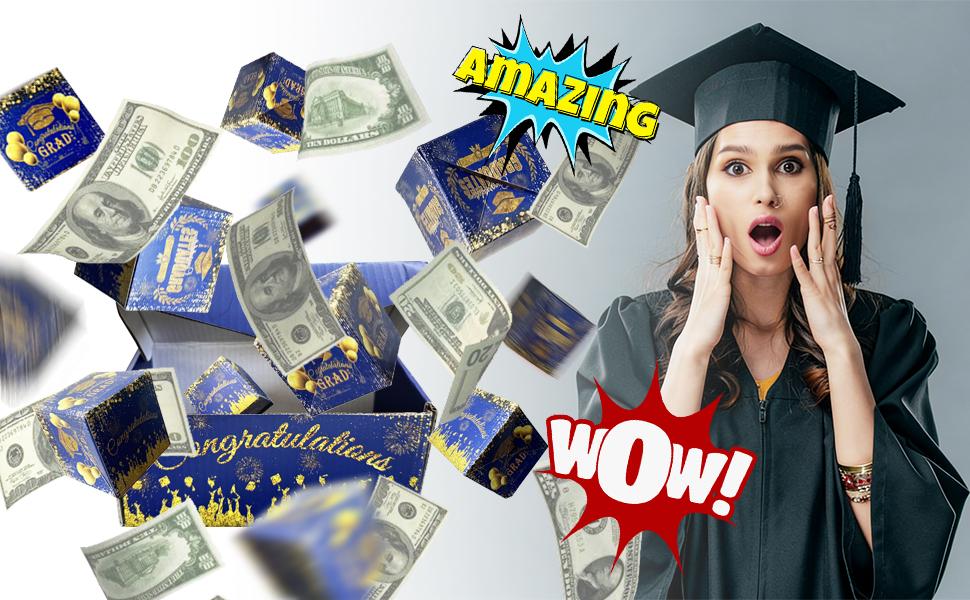 Graduation Surprise Explosion Gift Box, Funny Pop Up Cash from Money Case for Her Him Preschool High School College, DIY Novelty Luxury Folding Bouncing Money Boxes for Class of 2026 Graduation Surprise Explosion Gift Box, Funny Pop Up Cash from Money Case for Her Him Preschool High School College, DIY Novelty Luxury Folding Bouncing Money Boxes for Class of 2026