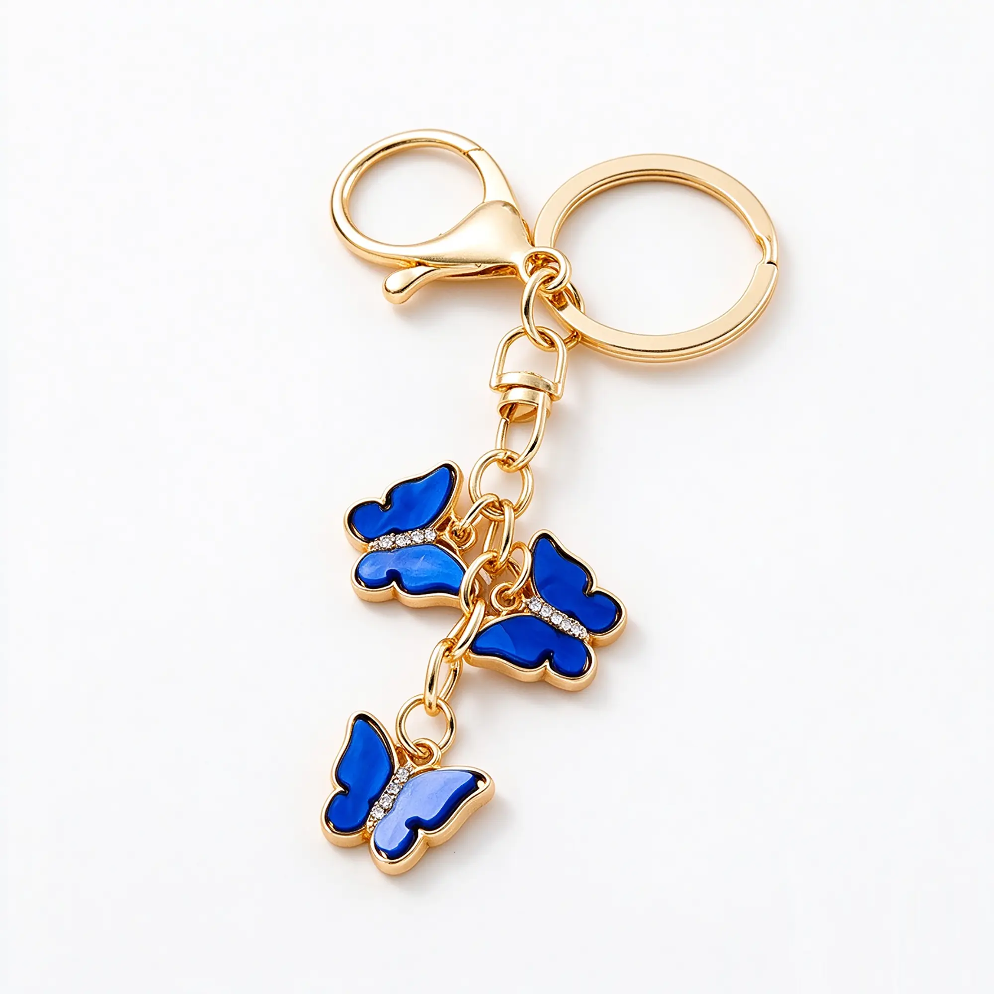 Enamel Butterfly Keychain for Women - Butterfly Design, Colored Accents, Gold Detailing, Metallic Accent, Mini Handbag Charm, Gold Metal Key Ring, Cute Pendant Gift, Butterfly Design Keychains, Colored Accents Keychains