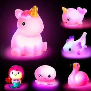 6-Piece Mermaid Glow Interactive Bath Toys for Kids, Fun No-Drain Bath Time Playset, Perfect for Parties, Birthdays, Halloween, Christmas Gifts