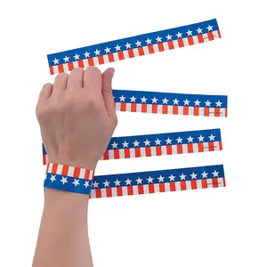 Bulk 100 Pc. Patriotic Self-Adhesive Paper Wristbands