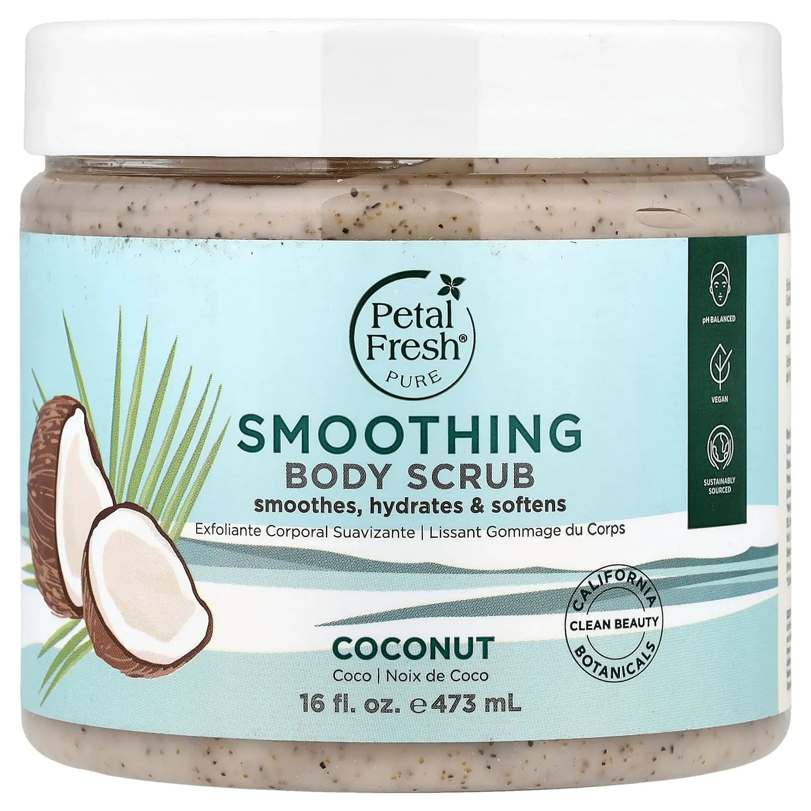 Petal Fresh Pure, Smoothing Body Scrub, Coconut, 16 fl oz (473 ml)
