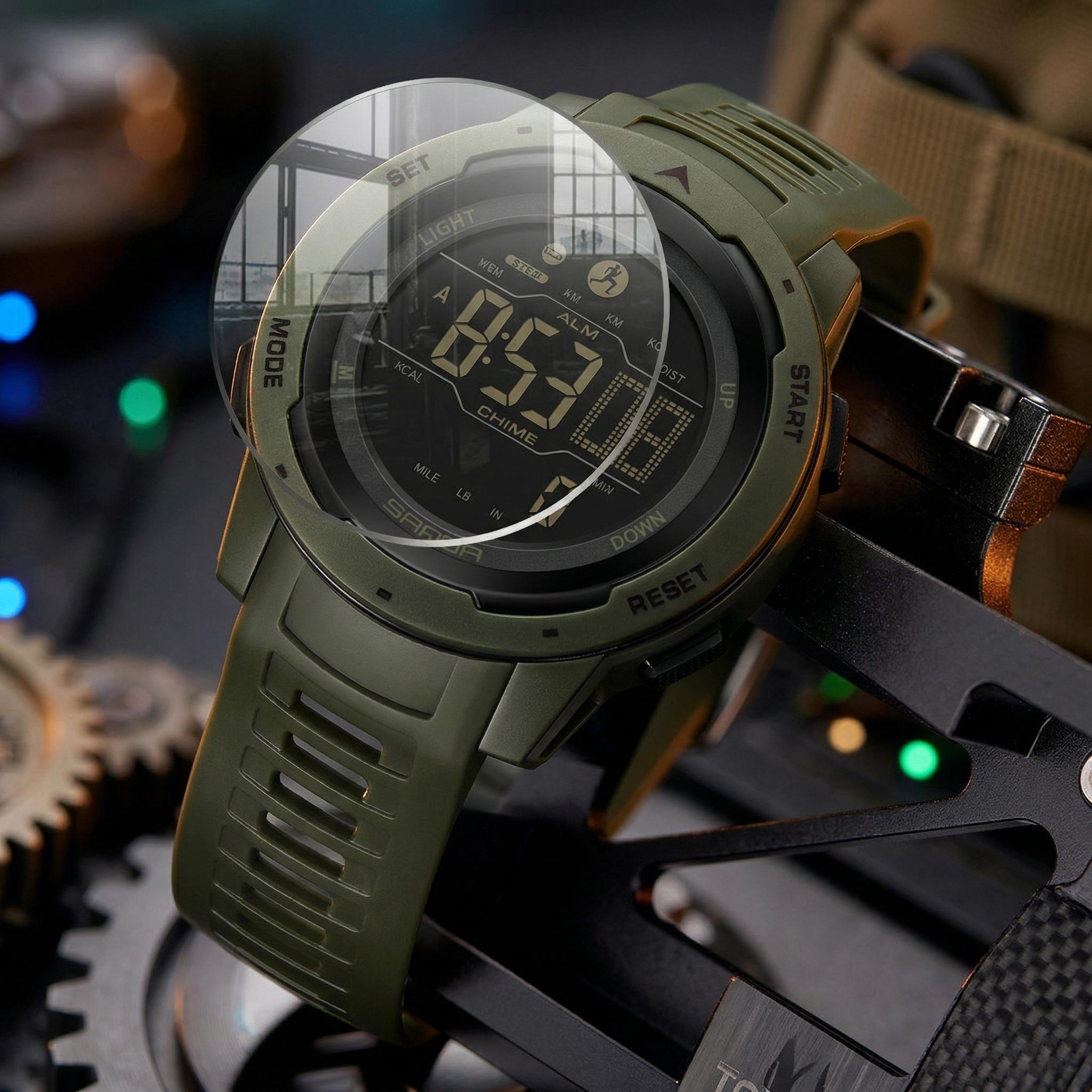 Men's Digital Watch Waterproof Pedometer Watches Sport Watch Step Counter Calorie Military Watch with Stopwatch Alarm LED Backlight Countdown