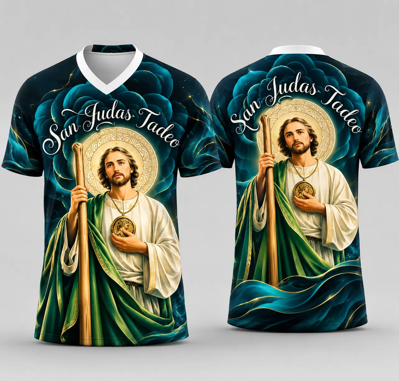 Saint Jude Soccer Jersey, Christian Football Shirt, Catholic Sports Jersey, St Jude Thaddeus Gift, Faith V Neck Jersey, Religious Apparel