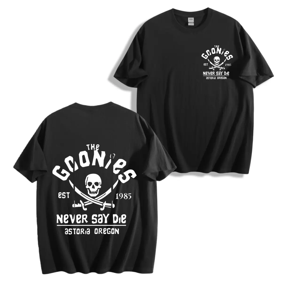 100% Cotton Men's T-Shirt, 'The Goonies Never Say Die' Graphic Print, Casual Short Sleeve Crew Neck, Tshirt