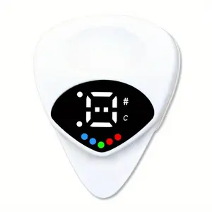 Portable 2-In-1 Guitar Pick And Tuner | 12-Tone Multi-Function, Battery Powered, White ABS Resin for Guitars and Ukulele