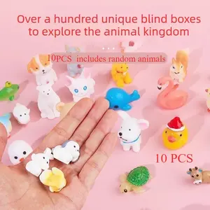 10 Piece Blind Bag Mini Animal Plush Toys, Cute Cartoon Models, Gift, Kindergarten Reward Prize, Kids' Toy Set, Animal Figures