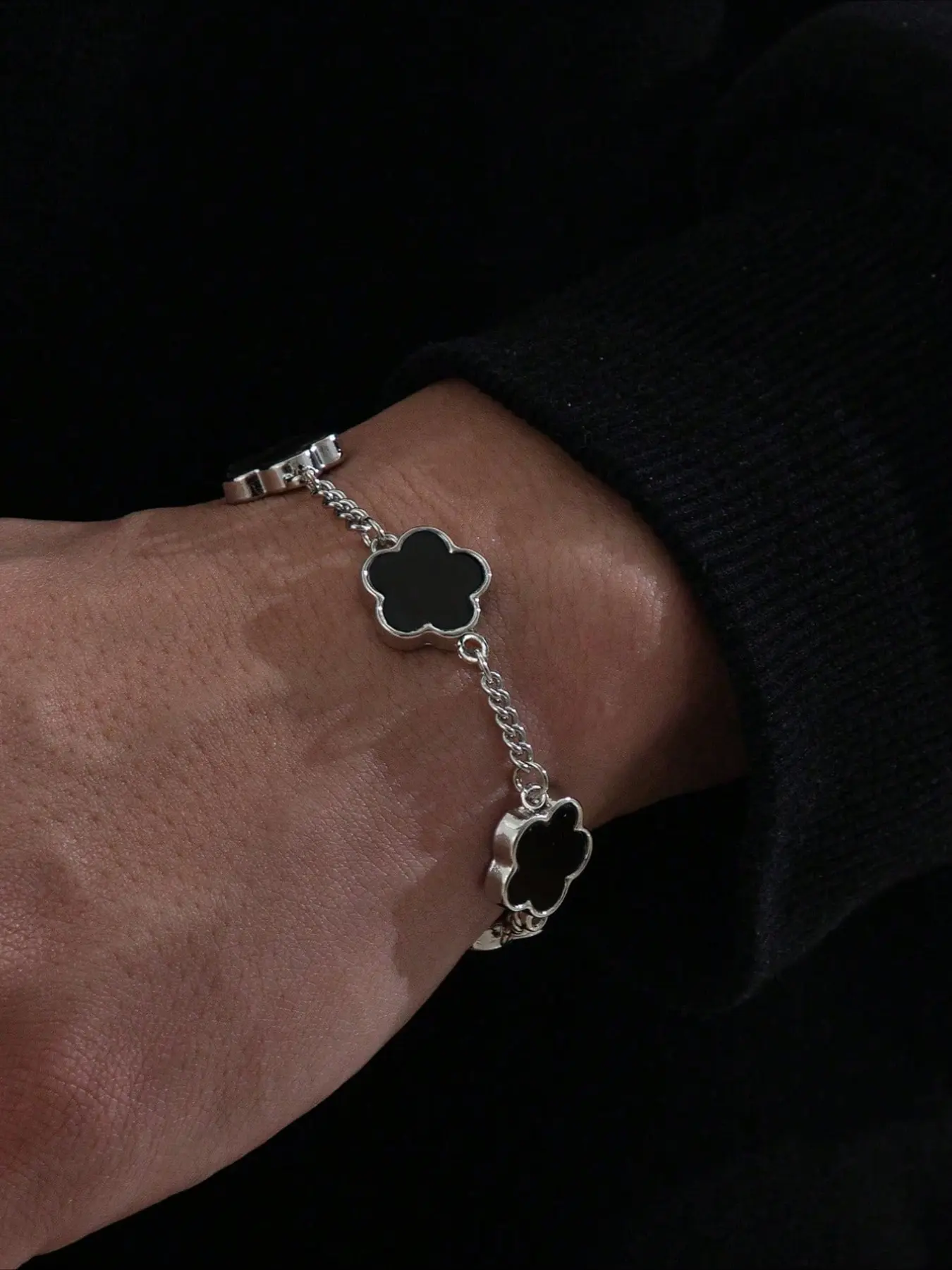 1-Piece Business Fashion Design Classic Lucky Clover Men's Stainless Steel Bracelet