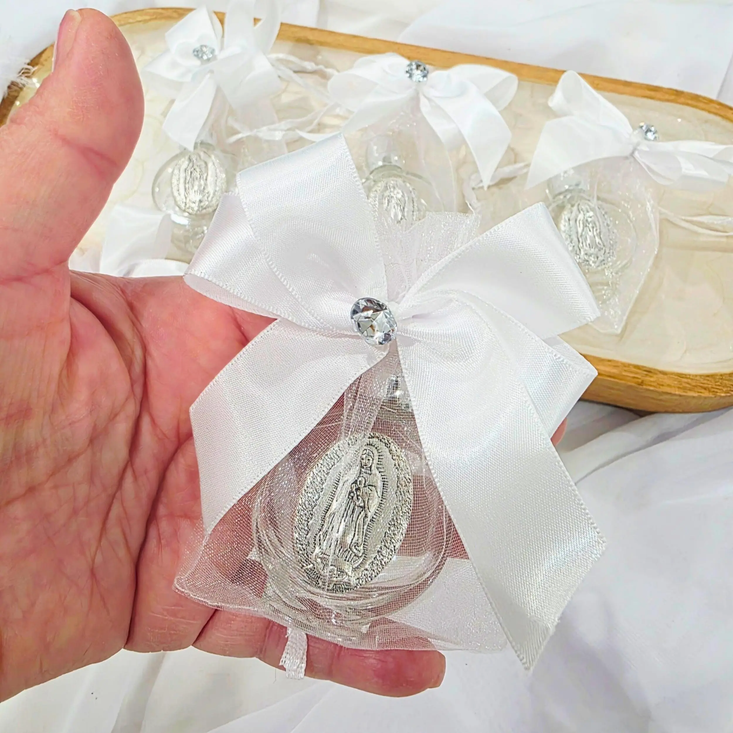 Mini Holy Water Bottle – Virgin Maria Baptism Favor – 12 Personalized Religious Party Favor Perfect Gift Bundle Mystery Birthday Gift