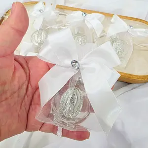 Mini Holy Water Bottle – Virgin Maria Baptism Favor – 12 Personalized Religious Party Favor Perfect Gift Bundle Mystery Birthday Gift