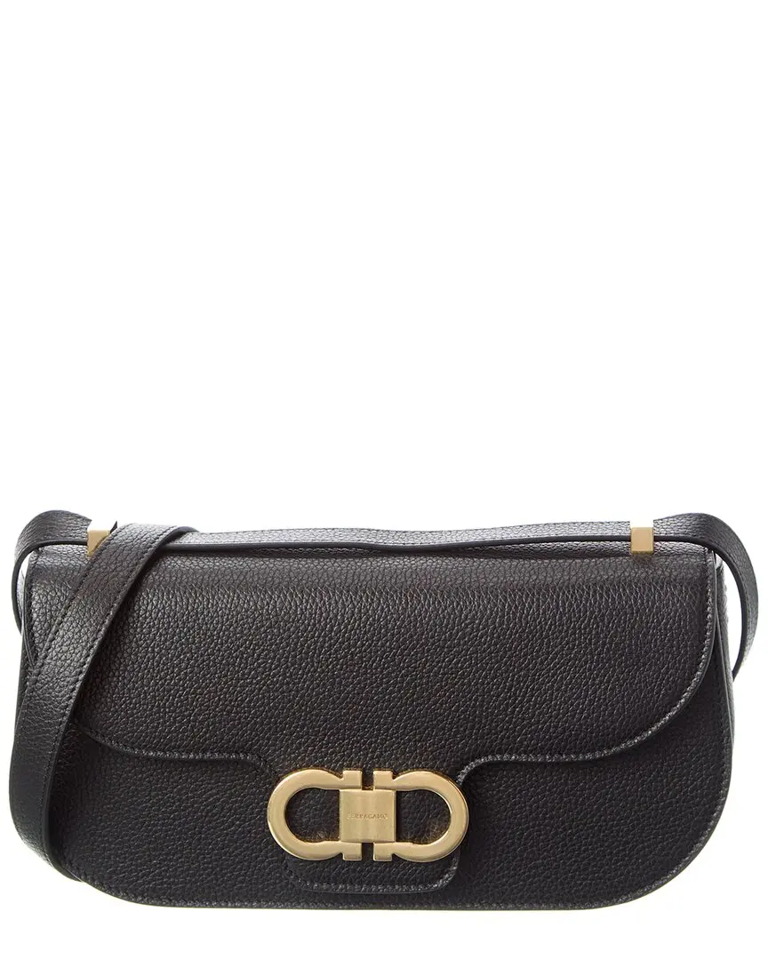 Ferragamo Gancini Double Leather Shoulder Bag