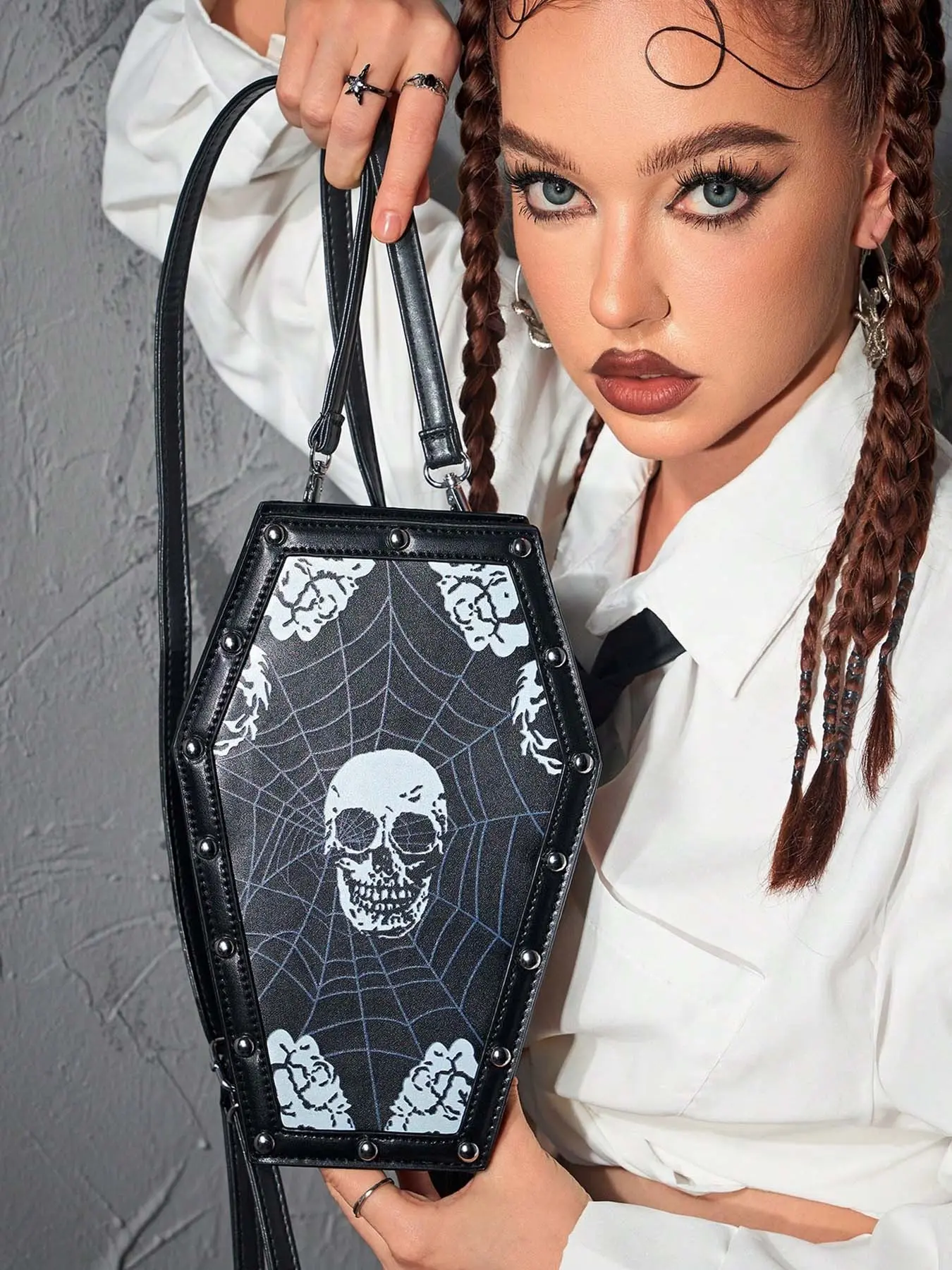 Niche  personality   creative fashion backpack, Gothic-style special-shaped coffin messenger bag, casual daily joker one-shoulder mobile phone bag, fashion is suitable for daily travel, shopping and so on, Mini Backpack