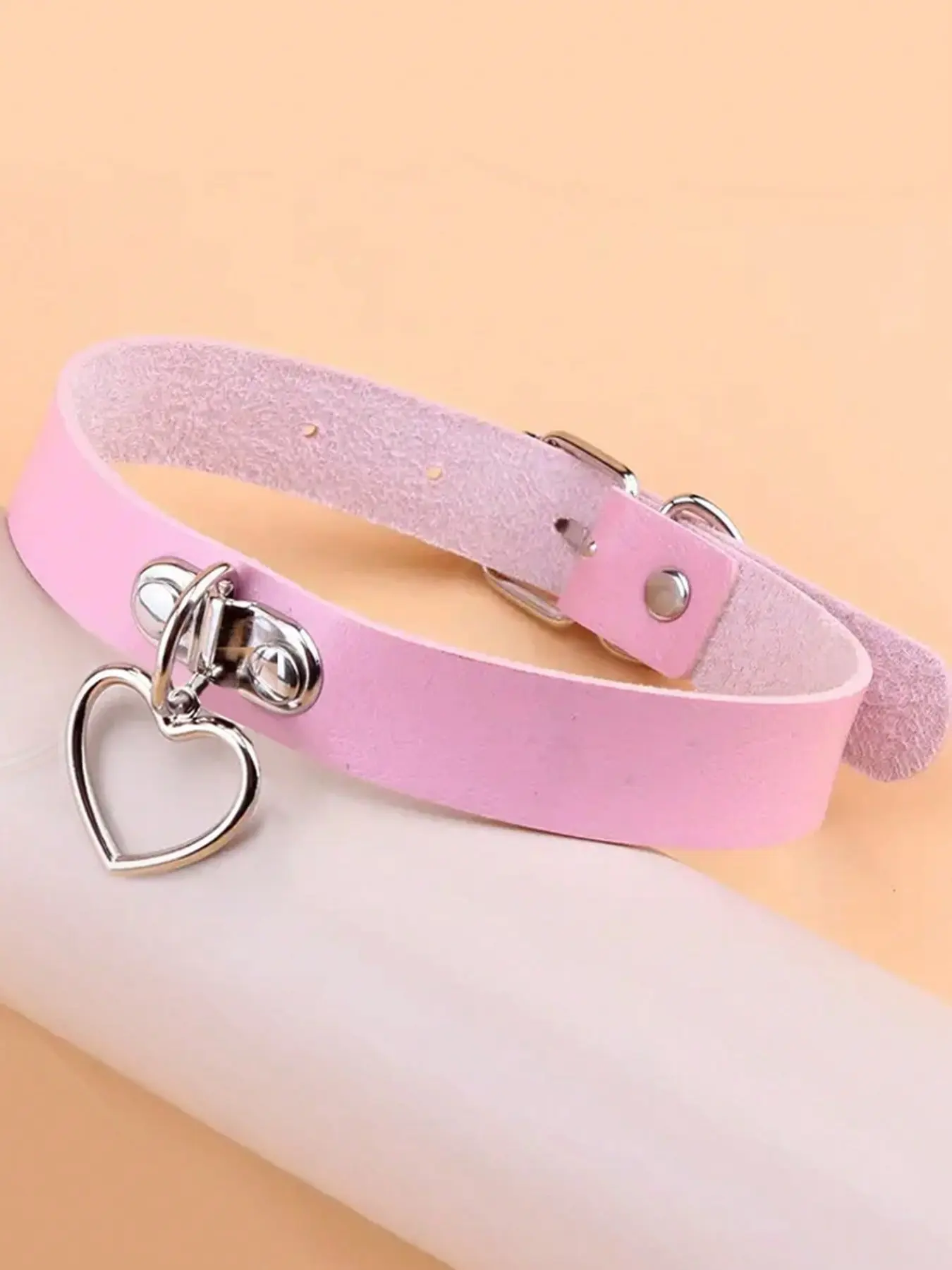 Women's Punk Style PU Leather Chain Necklace, Heart Pendant, Valentine's Day Party Accessory, Exquisite Jewelry Gift, Durable PU Leather, Fashion Punk Design