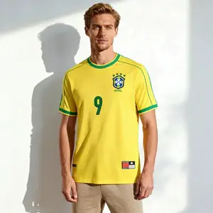 1998 World Cup Brazil Jerseys No. 9 Ronaldo National Team Soccer Jerseys Set Rivaldo Short Sleeve Team Uniforms