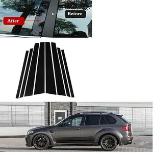 For BMW X5 E70 2007-2013, 8pcs Gloss Black Door Side Pillar Post Window Decal BC Column Sticker Cover, Car Stickers
