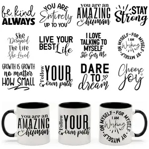 12 Pcs Set UV DTF Transfer Stickers, Positive Affirmations & Self Love Quotes, Waterproof 3D Rub on Decals for Libbey Glass Cans, Laptops, DIY Gifts