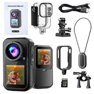 MUOXUEQN Mini Dual Screen Sports Camera,Thumb Action Camera,Wearable on Chest for POV Shooting with EIS Stabilization,WiFi Remote Control 130°Wide for Running Cycling Swimming Hiking Adventures (5K-128GB)