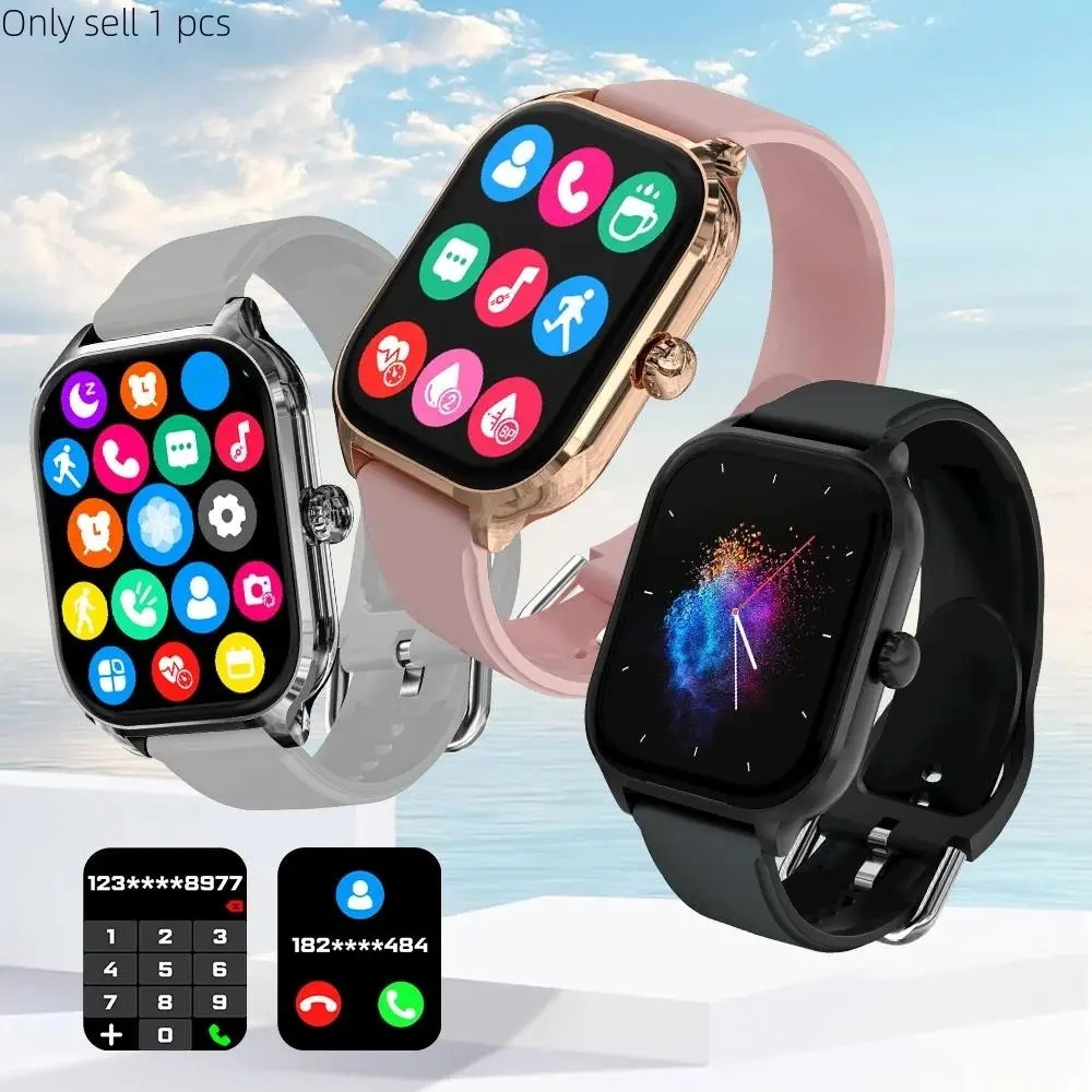 H9 max Men Women Sports Watch, Fitness Smart Watch, Step Tracker Watch, Digital Smart Watch, 2.01 inch Dial, Calls, Music, Calculator, Silicone Charging, USB, Message Preview, DIY Dial, Weather, Compatible with Android & iOS Phone, Waterproof Smart Watch