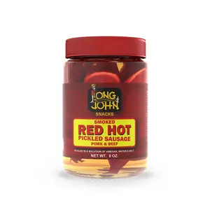 Long John Snacks Smoked Pickled Sausage 8 oz Jars Pork & Beef Flavorful Variety Instant Savory Snack