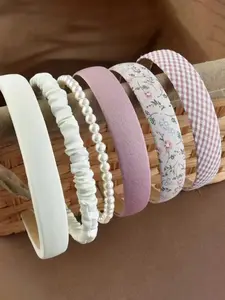 6-Piece Elegant Floral Hair Accessories Set, Pearl Design, All-Season Stylish Headbands for Women & Girls, Perfect for Daily Wear