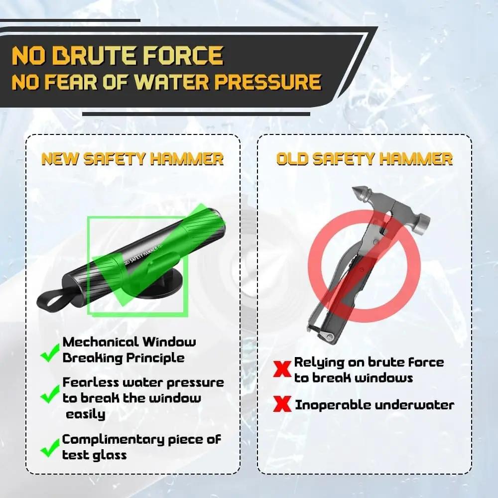 2-in-1 Car Emergency Escape Tool: Hardened Tungsten Steel Window Breaker + Seatbelt Cutter, One-Second Car Window Breaker, Lifesaving Car Safety Hammer, Universal Fit for All Cars, Easy Install Must-Have Car Gadget for Road Emergencies
