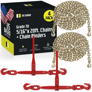 5/16" Grade 70 Chain And Ratchet Binder Kit: 4 Pcs