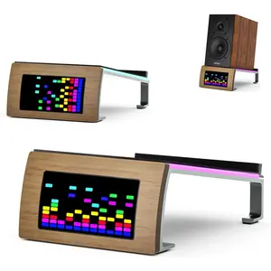 Desktop RGB Tilt Speaker Stands with Dynamic LED  Analyzer-Vibration Absorption Pad-Small and Medium Bookshelf/ Speakers - Adjustable Light Modes