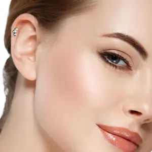 OIDEA G23 Titanium Cartilage Stud Earring 16G Internal Thread Imitation Opal Body Piercing Jewelry Hypoallergenic Premium Silver