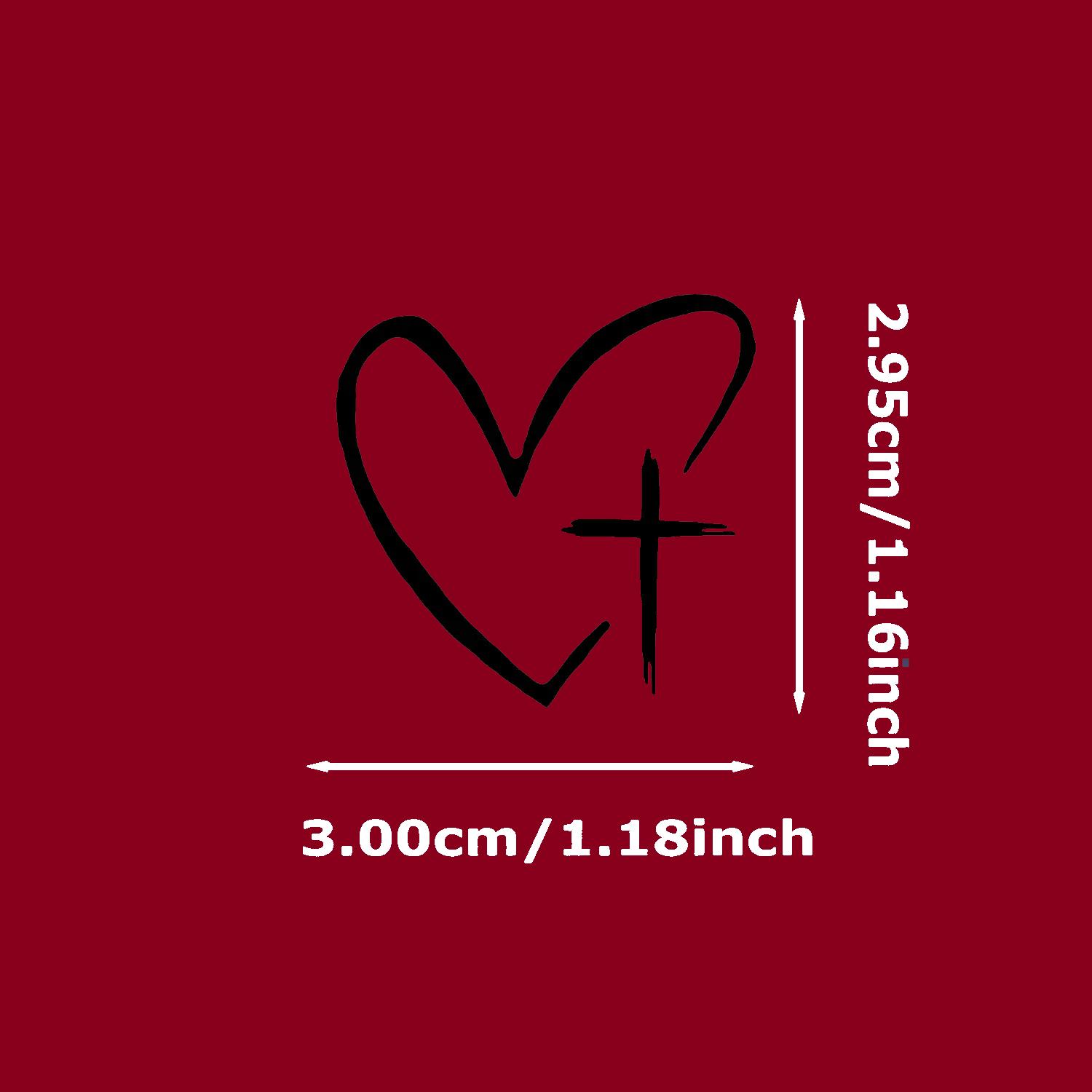 4pcs Heart & Cross Pattern Car Mirror Sticker, Car Rearview Mirror Decal, Vinyl Die Cut Decal, Universal Car Exterior Accessories