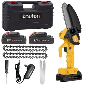 Mini Chainsaw Compatible with 24V MAX Battery, 4 Inch Small Electric Chainsaw Brushless, 2 x 4'' Chains, Auto Oiler, Handheld Pruning Chain Saw