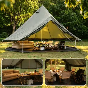 Oxford Bell Tent for Family Camping - Spacious 13.1ft Yurt with Stove Jack, Large Glamping Tents for 4-8 People, 4 Season Oxford Hot Tent Shelter Green