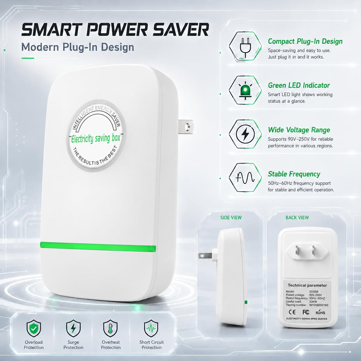 Compact Plug-In Power Box with Indicator Light, Versatile & Energy-Saving Indoor Accessory for Home, Office, and Dorm Use, Convenient,camping essentials, Reliable