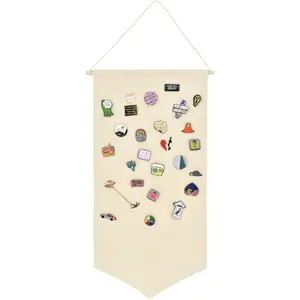 Wall Hanging Brooch Jewelry Storage Case Canvas Display Stand Enamel Pin Display Banner Holder Earrings Necklace Glitter Pin Collection Organizer (Burlywood)