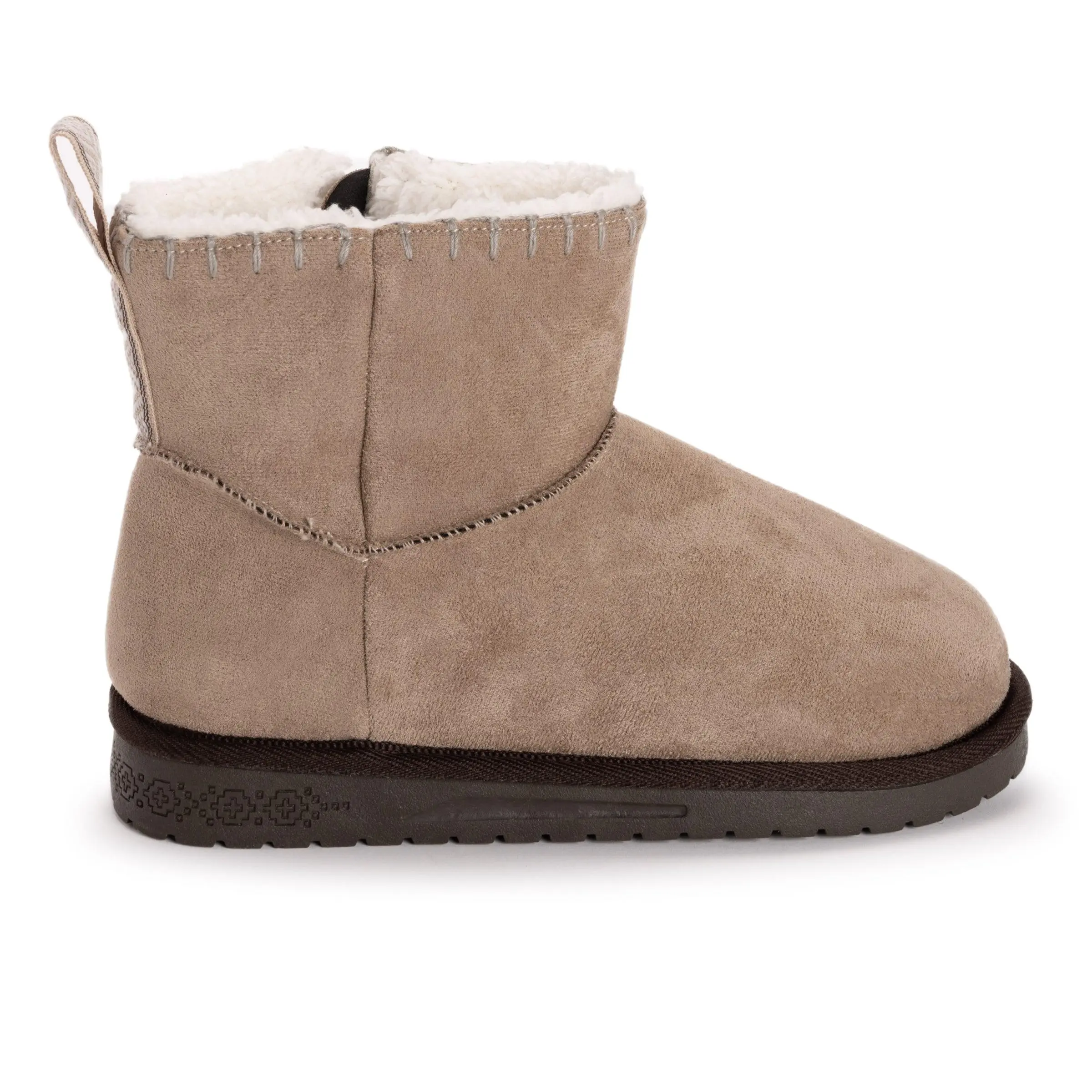 Muk Luks Women's Tatum Casual Ankle Boot, Faux Suede Bootie with Side-Zip Entry and Comfortable Sherpa Lined Footwear, Suede Boot, Ankle Height, Double Stitched