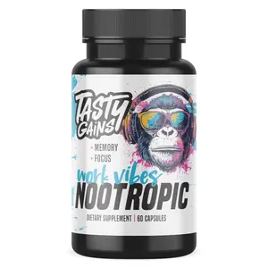 Tasty Gains Work Vibes Nootropic - Focus & Memory Booster for Cognitive Boost (60 Capsules)