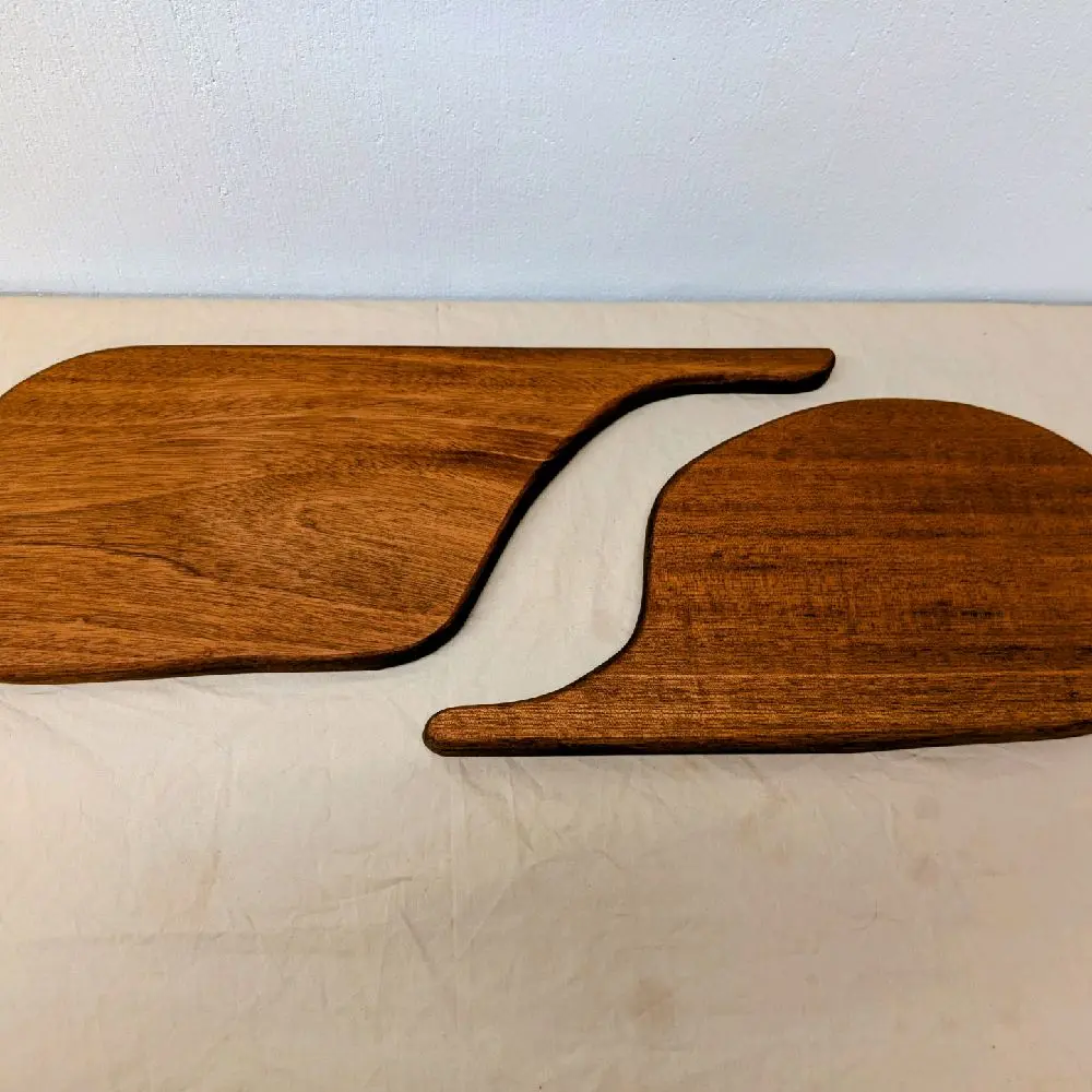 2 Handcrafted Wood Mahogany Charcuterie Boards 1"x8"x21" and 1"x8.25"x16.75" Mineral Oil Finish Unique Grain Patterns for Kitchen Use