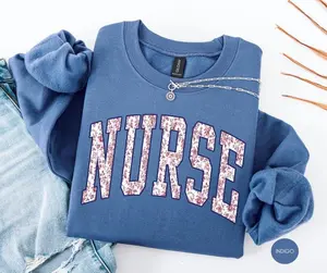Nurse Sweatshirt, Floral Nurse Sweatshirt, Toile Nurse Shirt, RN Sweatshirt, Nurse Graduation Gift, Nurse Life Crewneck, RN Apparel for Women