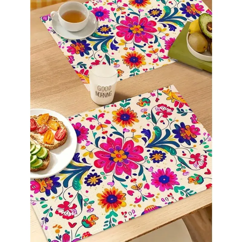 Mexican Bohemian Moroccan Mandala Placemats Heat Resistant Dining Table Mats And Bowls For Restaurant And Kitchen Decoration