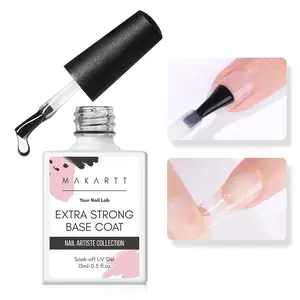[Extra Strong] Makartt Base Coat Nail Polish: 15ml Extra Strong Long-Lasting Gel Base Coat Nail Gule for Nail Charms Press on Nails Soak Off LED Lamp UV Gel Base Coat Clear Foundation for DIY Home Gift for Women Durable Smooth