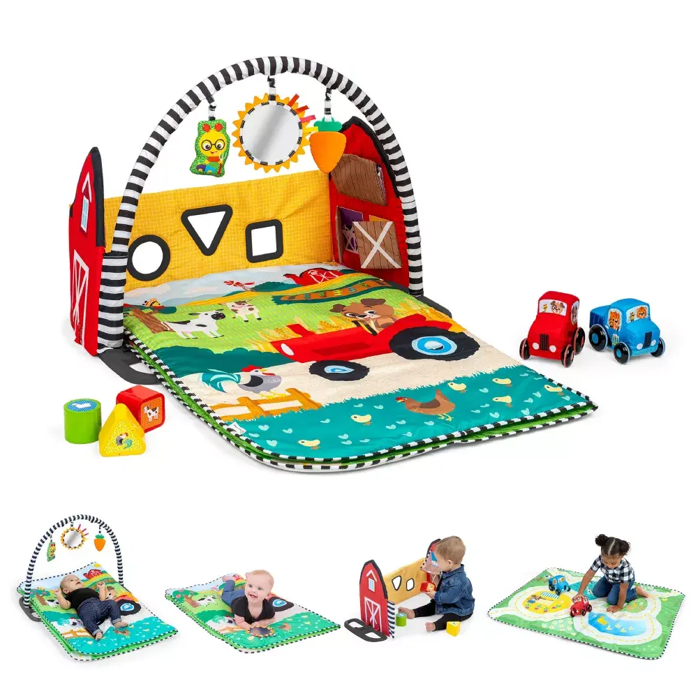 Baby Einstein Farm Explorers Busy Barnyard Grow-With-Me Sensory Play Gym Mat, Infant Play Gym, Foldable Floor Activity Center