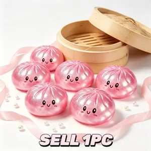 1Pcs Glitter Dumpling Squishy Toy - Jumbo Bao Bun, 4 Colors Pomegranate Filled, Slow Rising Squeeze, Stress Relief Gift, Upgraded Quality