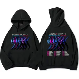 Lenny Kravitz Blue Electric Light Tour 2025 Hoodies Rock Rapper Graphic Print Hoodie Heavy Mental Fashion Unisex Streetwear