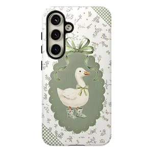 Cute Goose Bow Pattern Phone Case,Shockproof Rugged Cover Dual Layer Soft TPU Hard Bumper Shell for Samsung S26 S25 S24 S23 S22 S21 NOTE20 Ultra A71 A56 A36 Plus FE A06 A13 A14 A15 A16 A23 A25 A26 A34  A52 A53 A54 A55 S25edge Goose