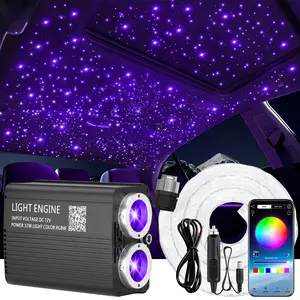 32W Twinkle 1000pcs*0.03in*9.8ft Fiber Optic Star Ceiling Light Kit with Music Mode Sound,for Car/Home/Party/Theater, Truck SUV Jeep Sunroofs, Curved Ceiling，Jeep Wrangler, Bluetooth APP Control Remote Rgb Backlit