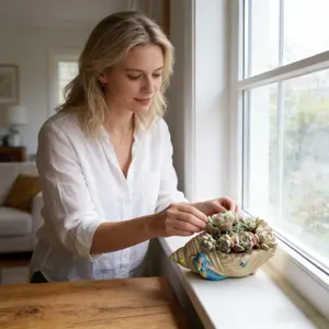 Large Ceramic Succulent Plant Pot, Breathable Clay Water Culture Planter, Creative Money Coin Shape Vine Flower Pot