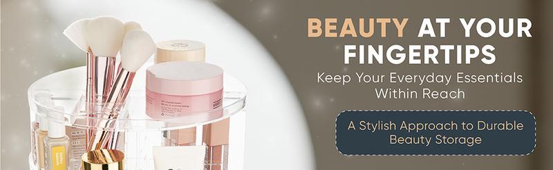 360° Rotating Makeup Organizer, Spinning Cosmetic Storage Rack with Adjustable Shelves, Space-Saving Vanity Organizer, Multicolor