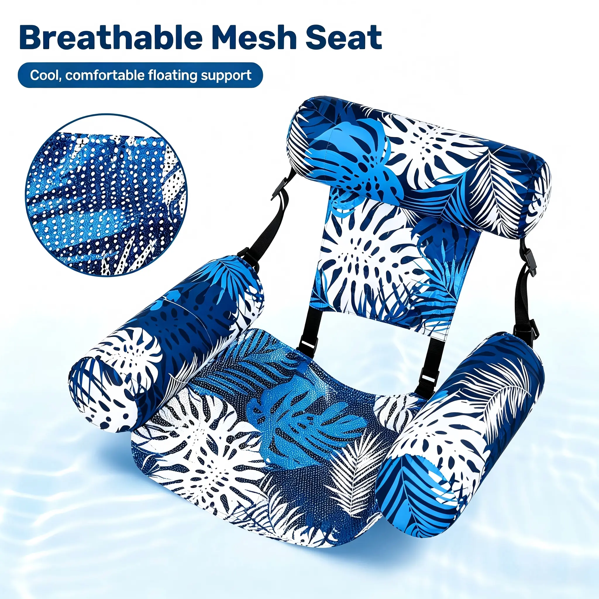 Foldable Swimming Floater - Lightweight Compact Comfortable Pool Lounger, Unique Leaf Pattern Lounger Floaties, Portable Travel-Ready Multi-Use Water Seat for Summer Pool Parties, Backyard Lake Time