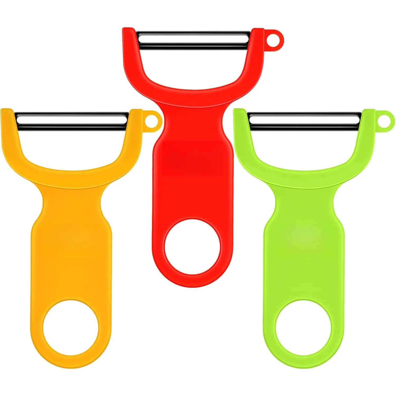 Carbon Steel Vegetable Peeler, 3-Pack with Red, Green, Yellow Colors for Efficient Peeling (Home Supplies)